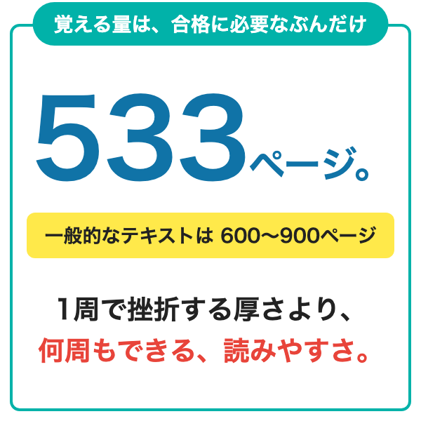 覚える量は合格に必要なぶんだけ：本文533ページ